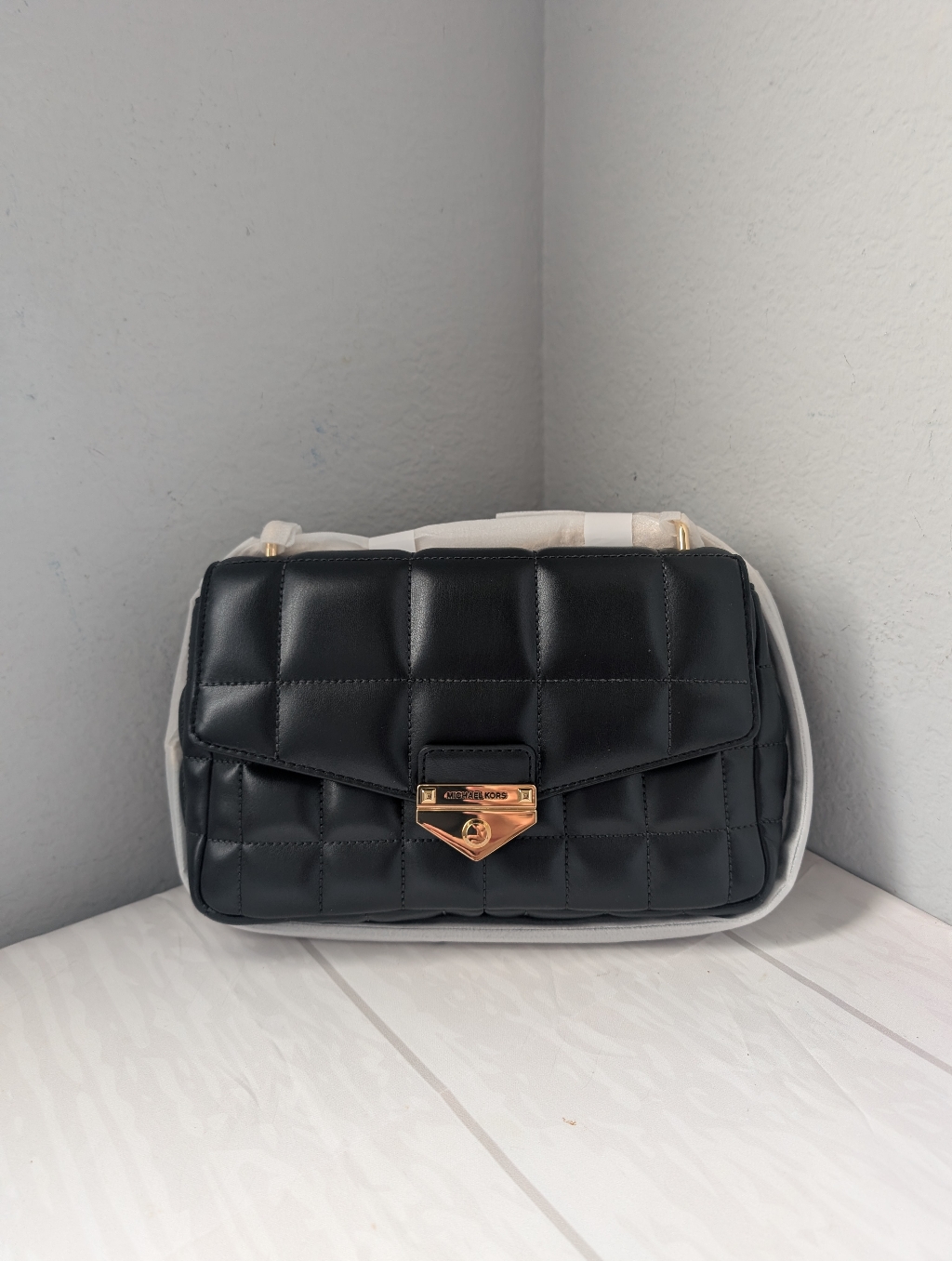 Nwt Michael Kors Soho Large Quilted Shoulder Bag In Black
